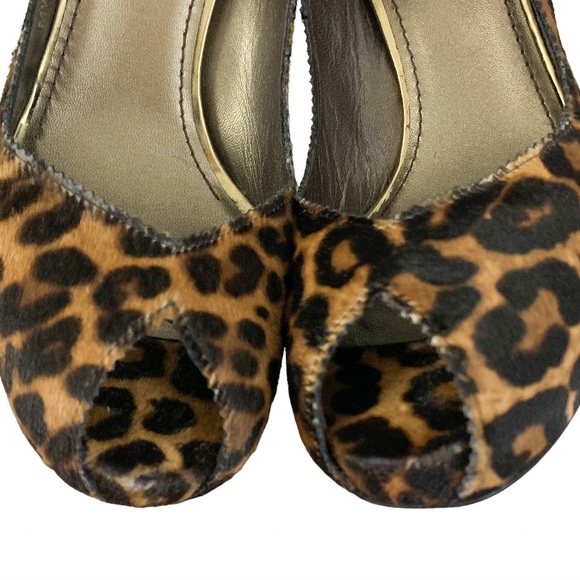 Stuart Weitzman Pony Hair Leopard Animal Print Open Toe Stiletto Heels 8.5 - Picture 6 of 12